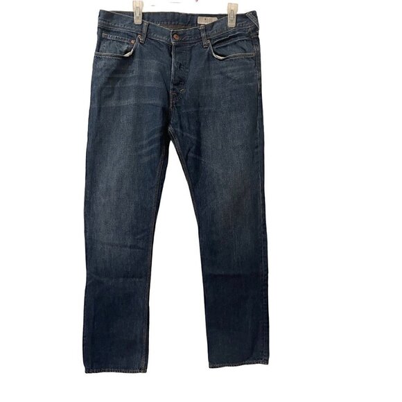 H&M SLIQ Slim Fit Low Waist Button Fly Jeans Size 36x34 - Picture 1 of 10